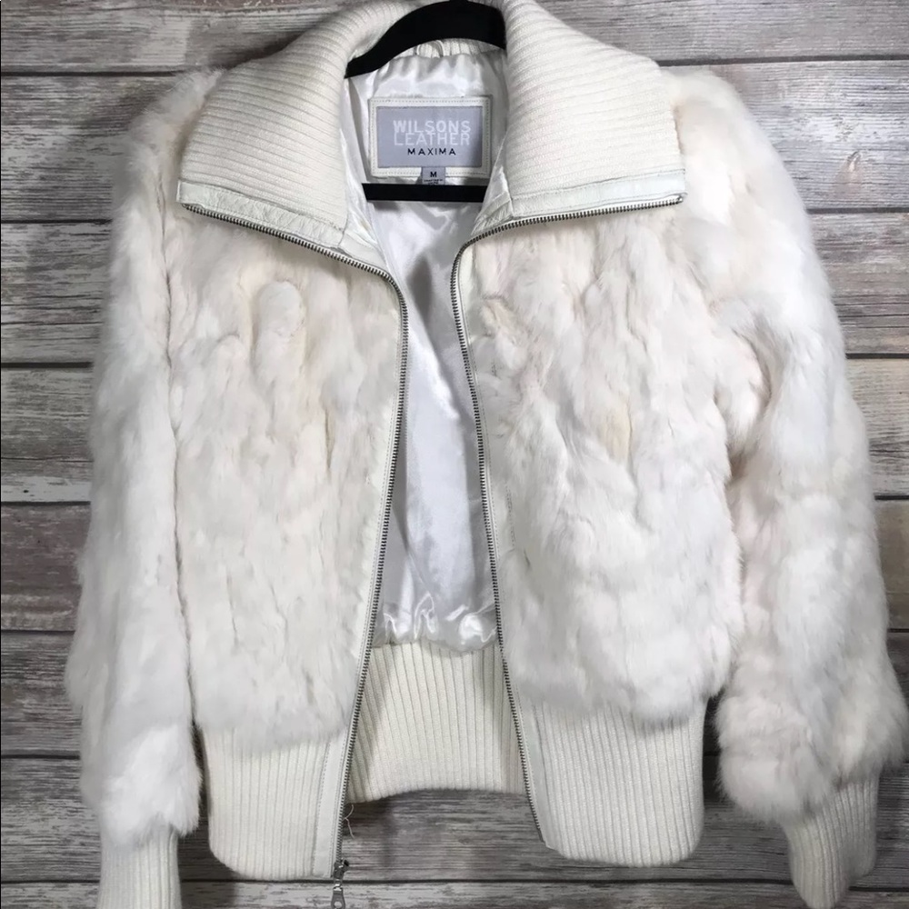 Wilson’s Genuine Fur Coat cream and white size Med